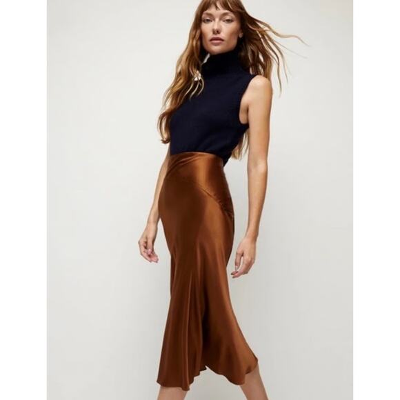 VERONICA BEARD Dresses & Skirts - Veronica Beard Sorelle Silk Skirt Dark Ochre Brown Sz 4 $448